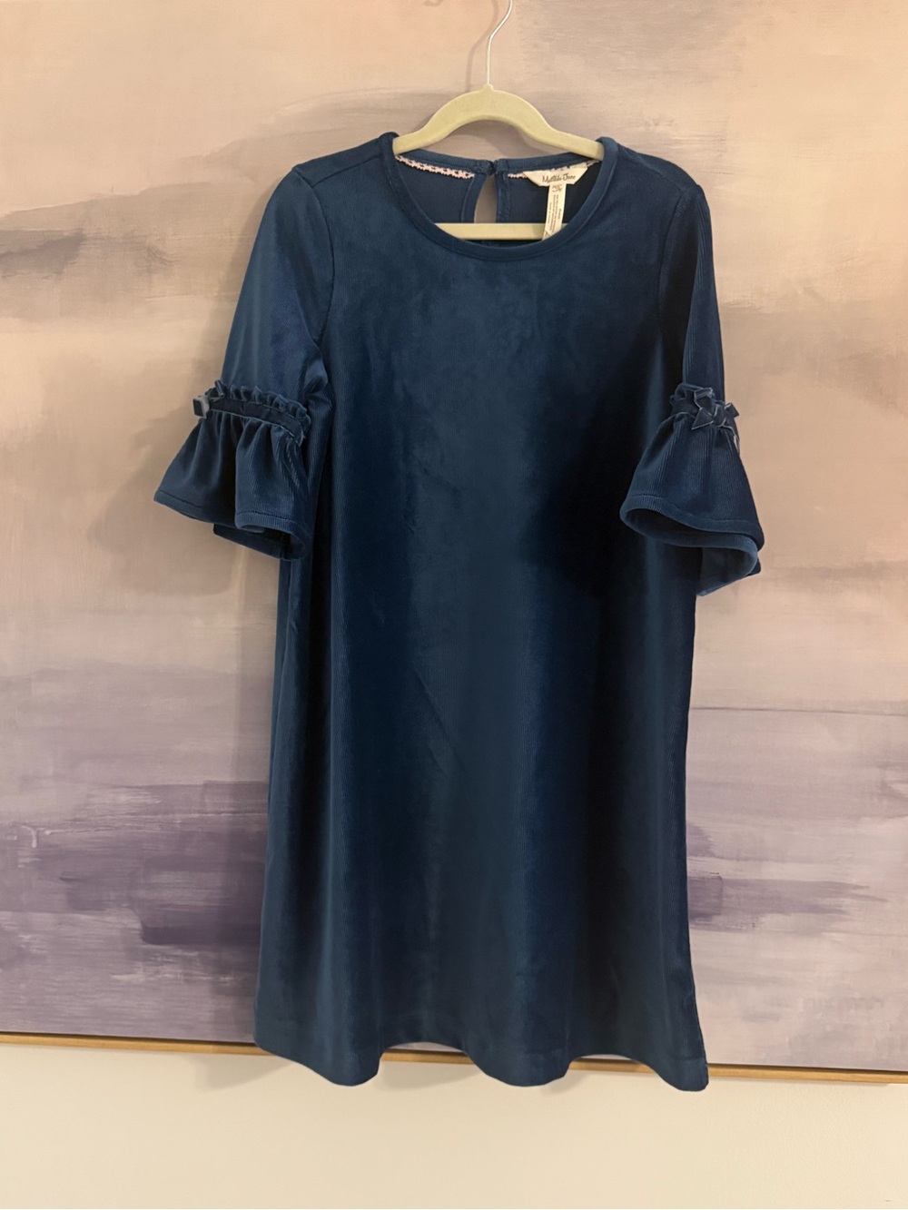 Matilda Jane Navy Corduroy Bell Sleeve Dress Girls Size 10 Ruffle